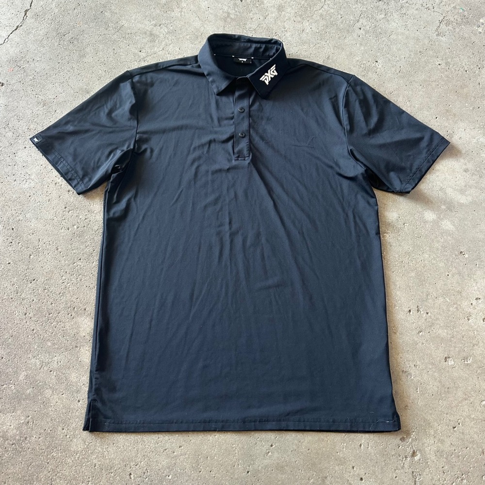 PXG Polo Shirt Mens Small Black Snap Placket Parsons Xtreme Golf Stretch Snap‎